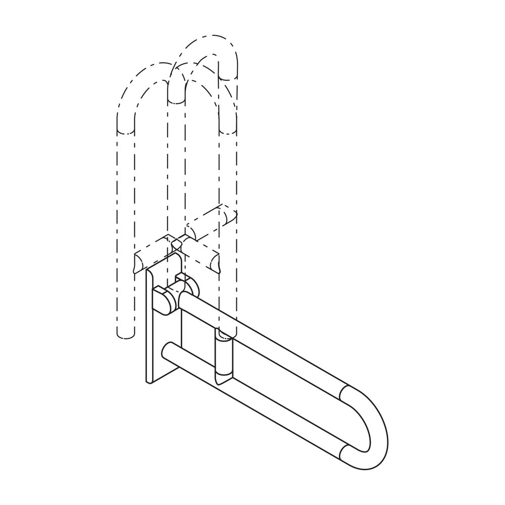 HEWI Stützklappgriff drehbar Serie 801 L 600mm, Stahlkern reinweiß... HEWI-801.50.100 99 4014884665077 (Abb. 3)