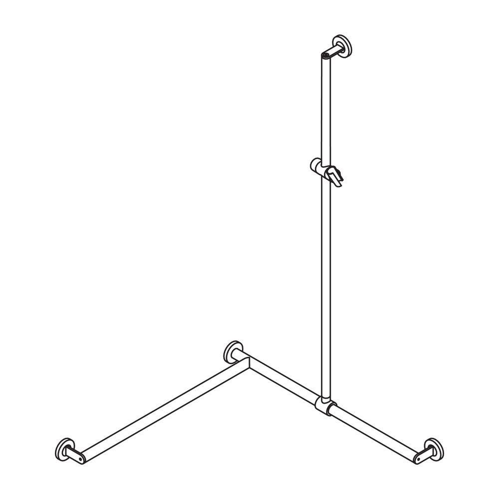 HEWI Duschhandlauf mit verschiebbarer Brausehalterstange Stystem 900 D 25/30, 1250x7... HEWI-900.35.33340 4014885533030 (Abb. 3)