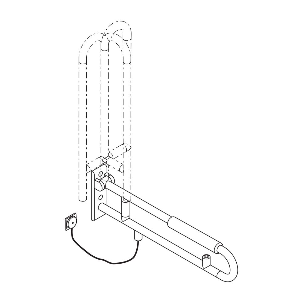 HEWI Stützklappgriff drehbar, matt, WC-Spülung/Armpolster L 850mm reinweiß... HEWI-801.50B561 99 4014885608134 (Abb. 3)