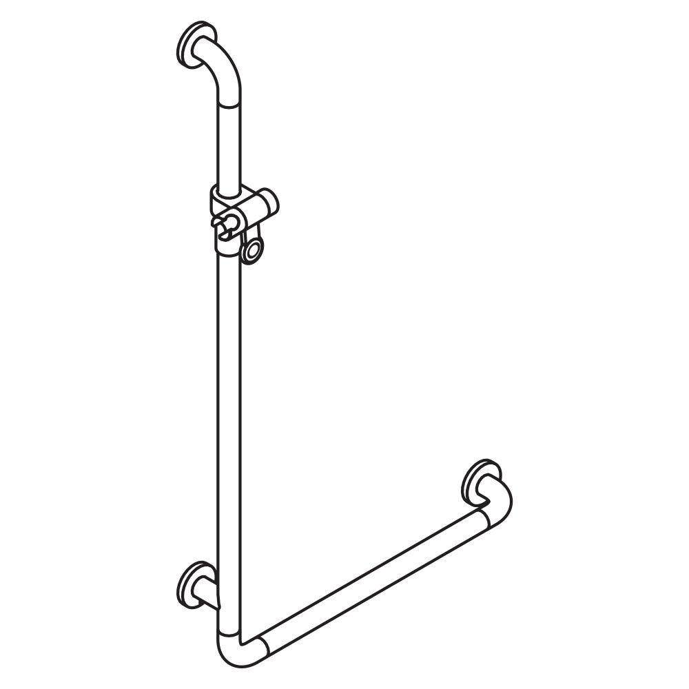 HEWI Winkelgriff mit Brausehalter in 98, 1100x600mm D 33mm, Chromoptisch beschichtet... HEWI-801.33.21051 4014885651239 (Abb. 3)