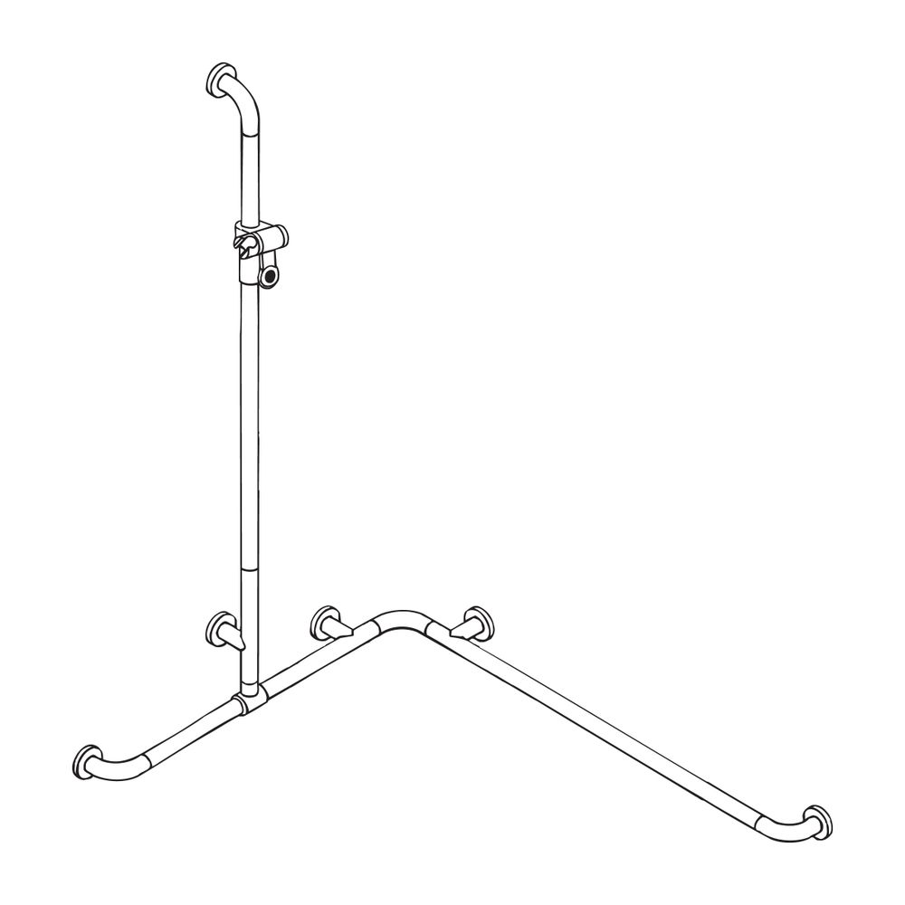 HEWI Duschhandlauf mit verschiebbarer Brausehalterstange mit Stahlkern 1250x762x962... HEWI-801.35.370 36 4014885662228 (Abb. 3)