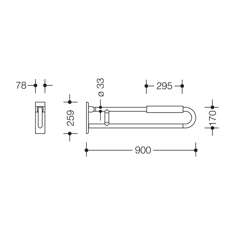 HEWI Stützklappgriff drehbar Serie 801 matt, L 900mm, mit Armpolster reinweiß... HEWI-801.50B131 99 4014885595441 (Abb. 2)