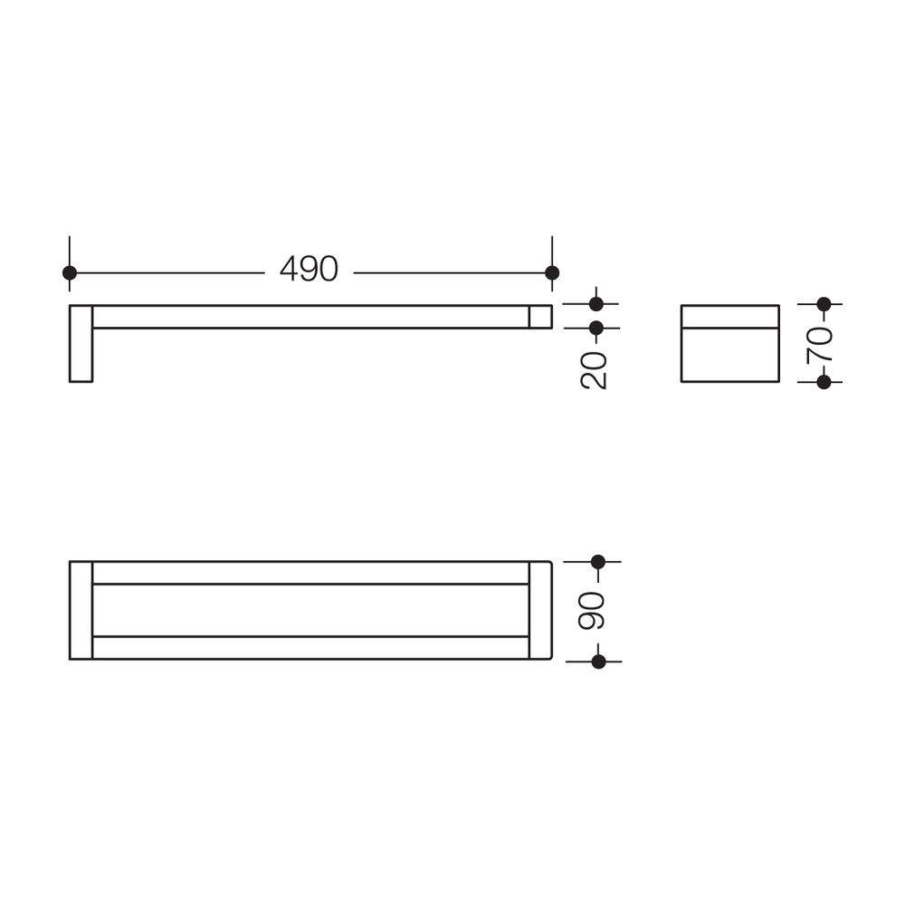 HEWI Handtuchhalter System 100, chrom, 490mm, B 90mm... HEWI-100.09.10040 4014884941911 (Abb. 2)