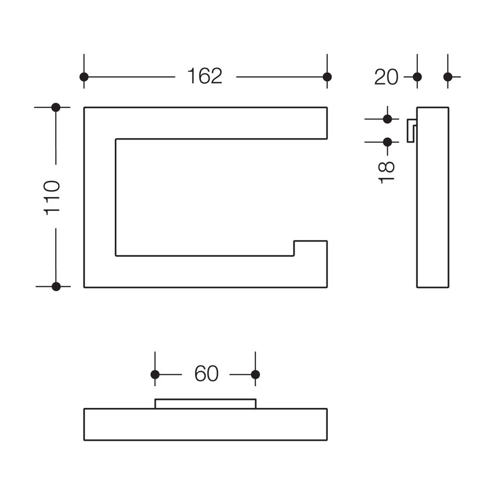 HEWI WC-Papierhalter System 100, chrom, klappbar, B 162mm, H 110mm... HEWI-100.21.10040 4014884942093 (Abb. 2)