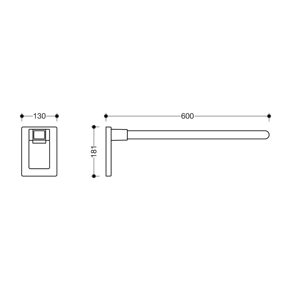 HEWI Stützklappgriff Mono, L 600mm, Vierkant B 40mm H 30mm, Edelstahl... HEWI-950.50.610XA 4014884964316 (Abb. 2)