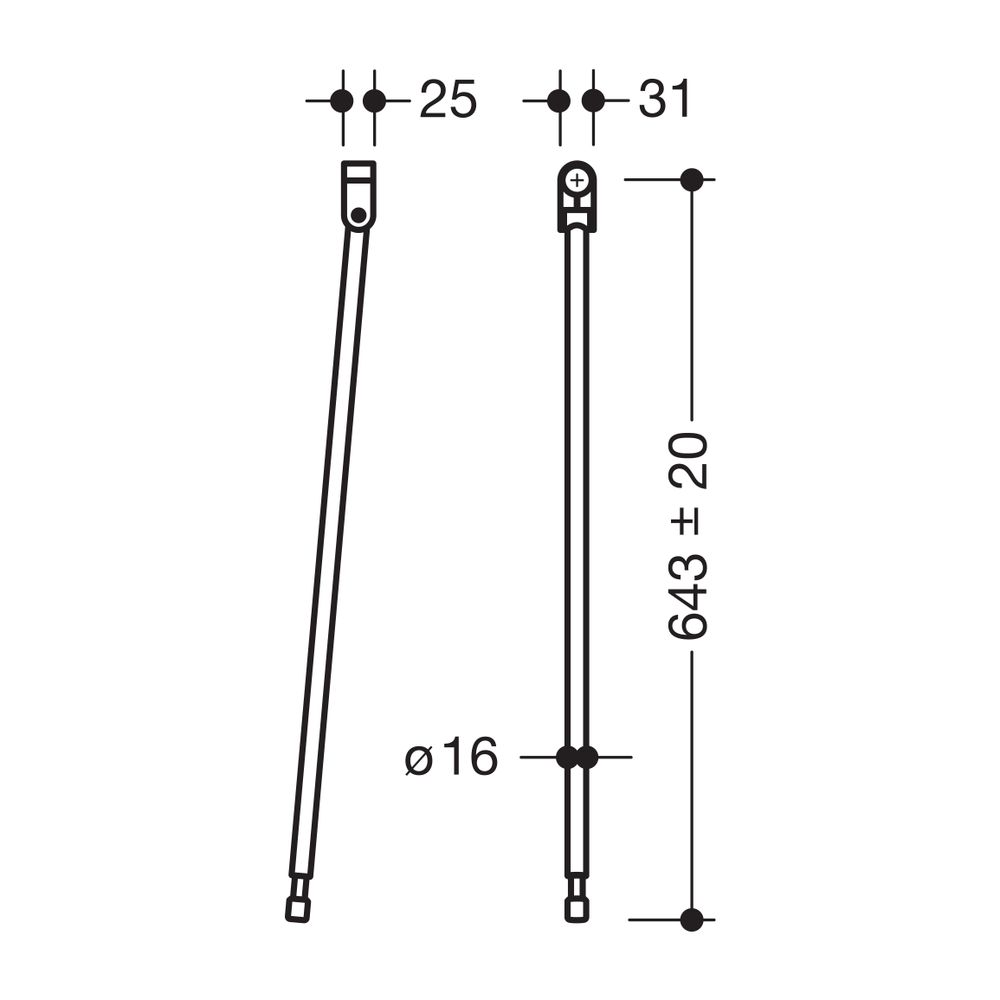 HEWI Bodenstütze für Stützklappgriffe 950.50., L:643mm, Edst., Anb. farbig signal... HEWI-950.50.020XA 98 4014885387312 (Abb. 2)