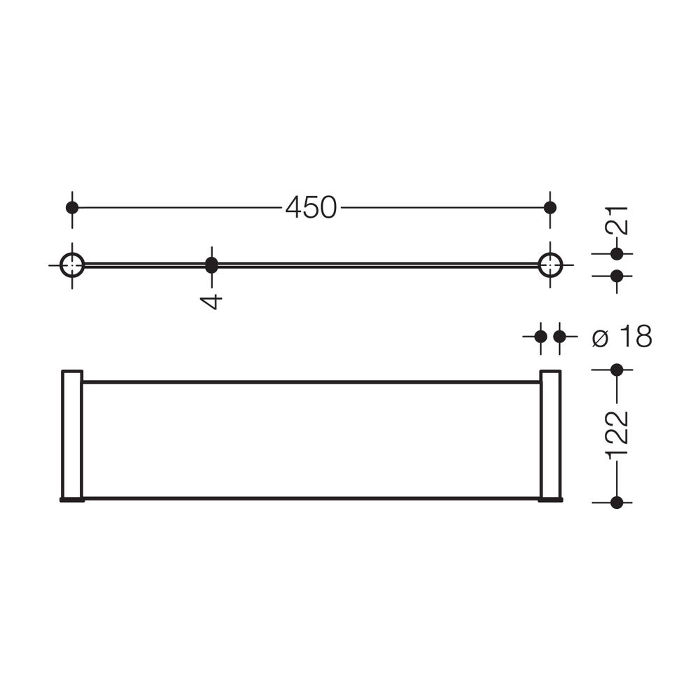 HEWI Ablage System 162, verchromt, 450mm, Glasplatte... HEWI-162.03.100540 4014884982532 (Abb. 2)