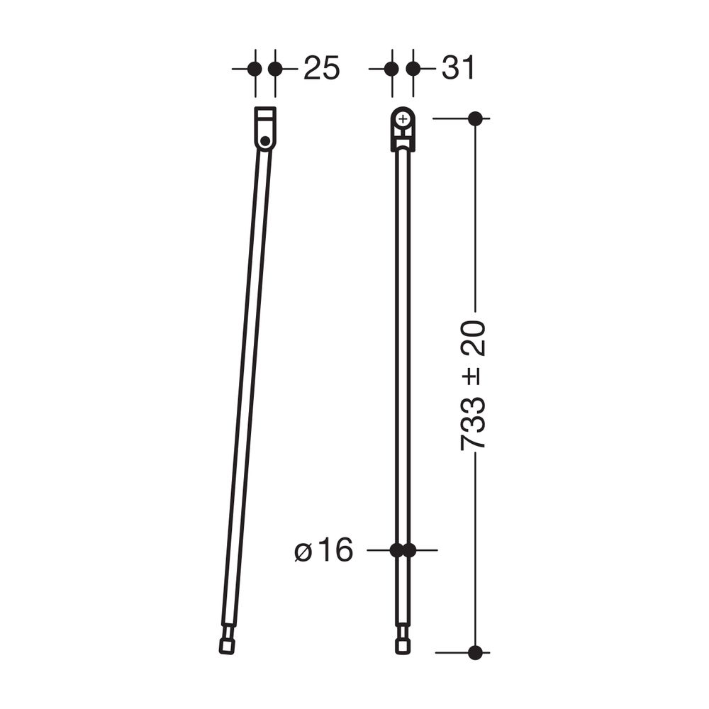 HEWI Bodenstütze für Stützklappgriffe 950.50., L:733mm, Edst., Anb. farbig anthra... HEWI-950.50.025XA 92 4014885387718 (Abb. 2)