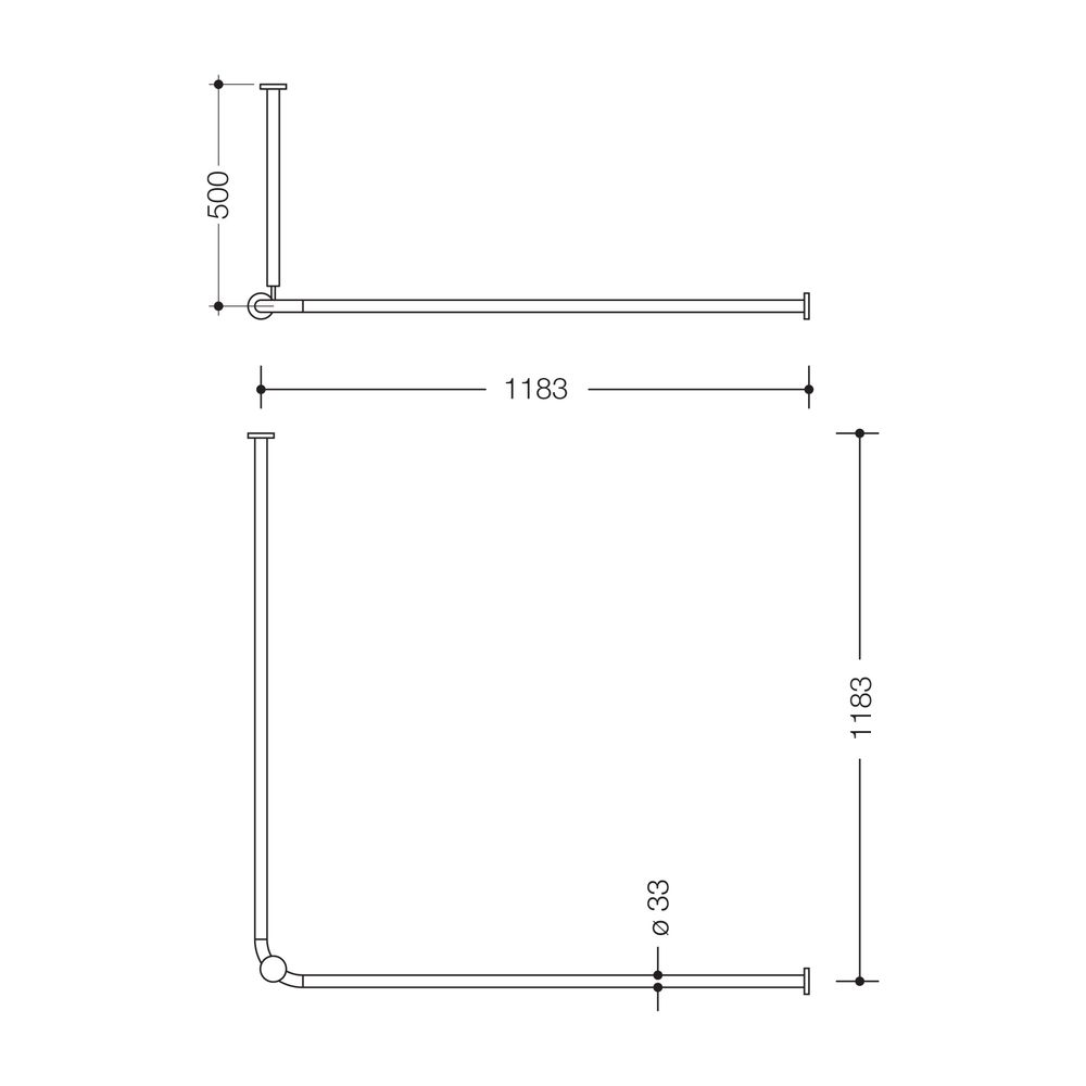 HEWI Vorhangstange matt, 1183mm kürzbar, 24 Ringe, Deckenabhängung A:500 felsgrau... HEWI-801.34B1161 95 4014885601241 (Abb. 2)