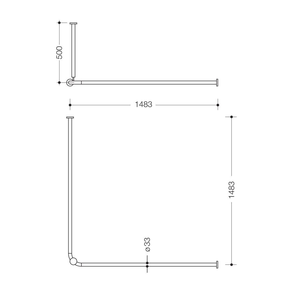 HEWI Vorhangstange matt, 1483mm kürzbar, 28 Ringe, Deckenabhängung A:500 anthrazit... HEWI-801.34B1261 92 4014885601289 (Abb. 2)