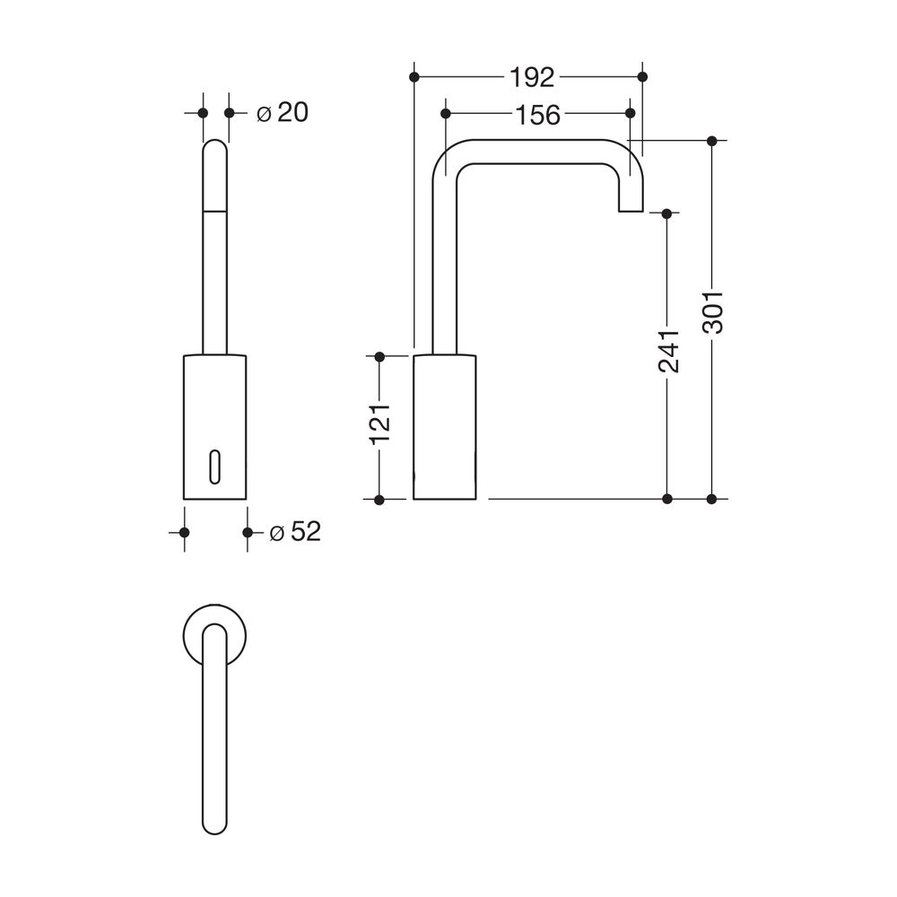 HEWI SENSORIC Waschtischarmatur elektronisch, verchromt, Rundrohr, Netzbetrieb... HEWI-AQ1.12S22040 4014885484882 (Abb. 2)