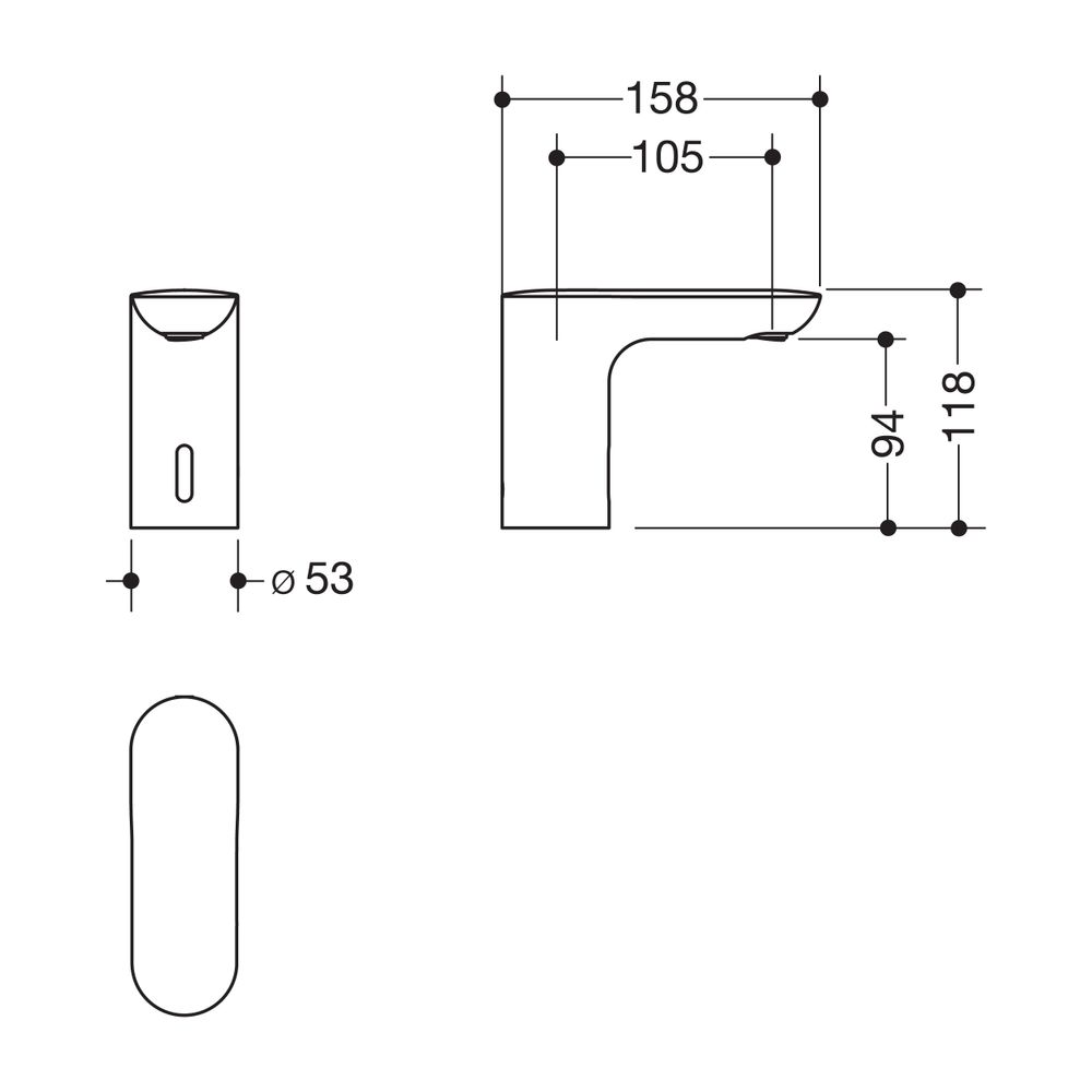 HEWI SENSORIC Waschtischarmatur elektronisch, verchromt, rund, Batteriebetrieb... HEWI-AQ1.12S20140 4014885484851 (Abb. 2)