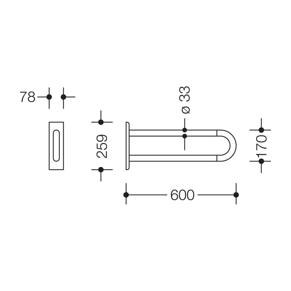 HEWI Wandstützgriff Serie 801 L 600mm reinweiß... HEWI-801.50.300 99 4014884669631 (Abb. 2)