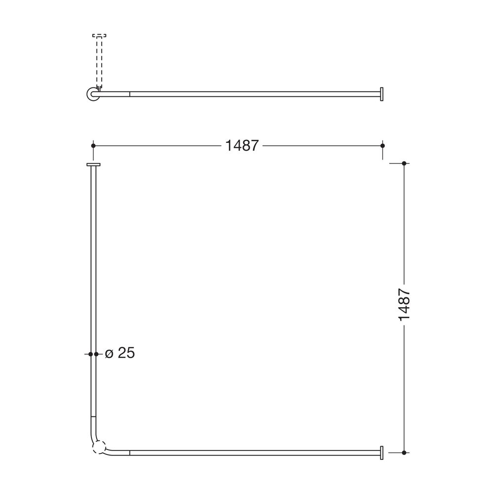 HEWI Vorhangstange D 25mm, 1487mm 28 Ringe, pulverbeschichtet Weiß tiefmatt... HEWI-900.34.10460 DX 4014885563143 (Abb. 2)