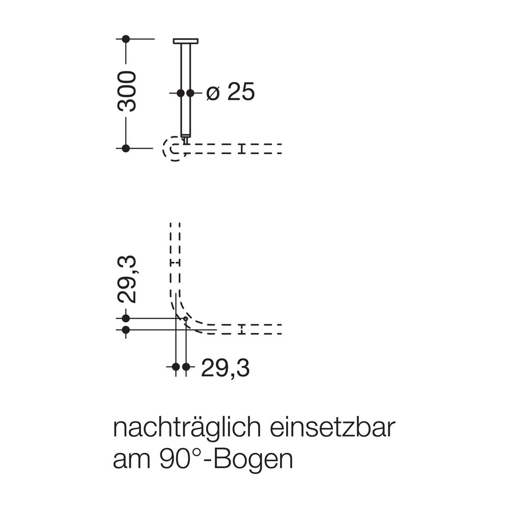 HEWI Deckenabhängung D 25mm, 300mm, chrom... HEWI-900.34.00040 4014885526476 (Abb. 2)