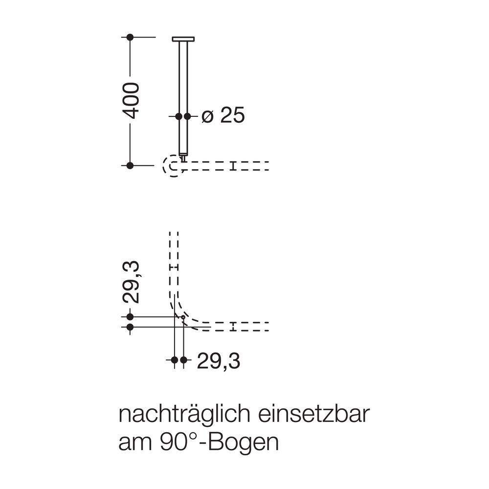 HEWI Deckenabhängung D 25mm, 400mm, matt geschliffen... HEWI-900.34.001XA 4014885526506 (Abb. 2)