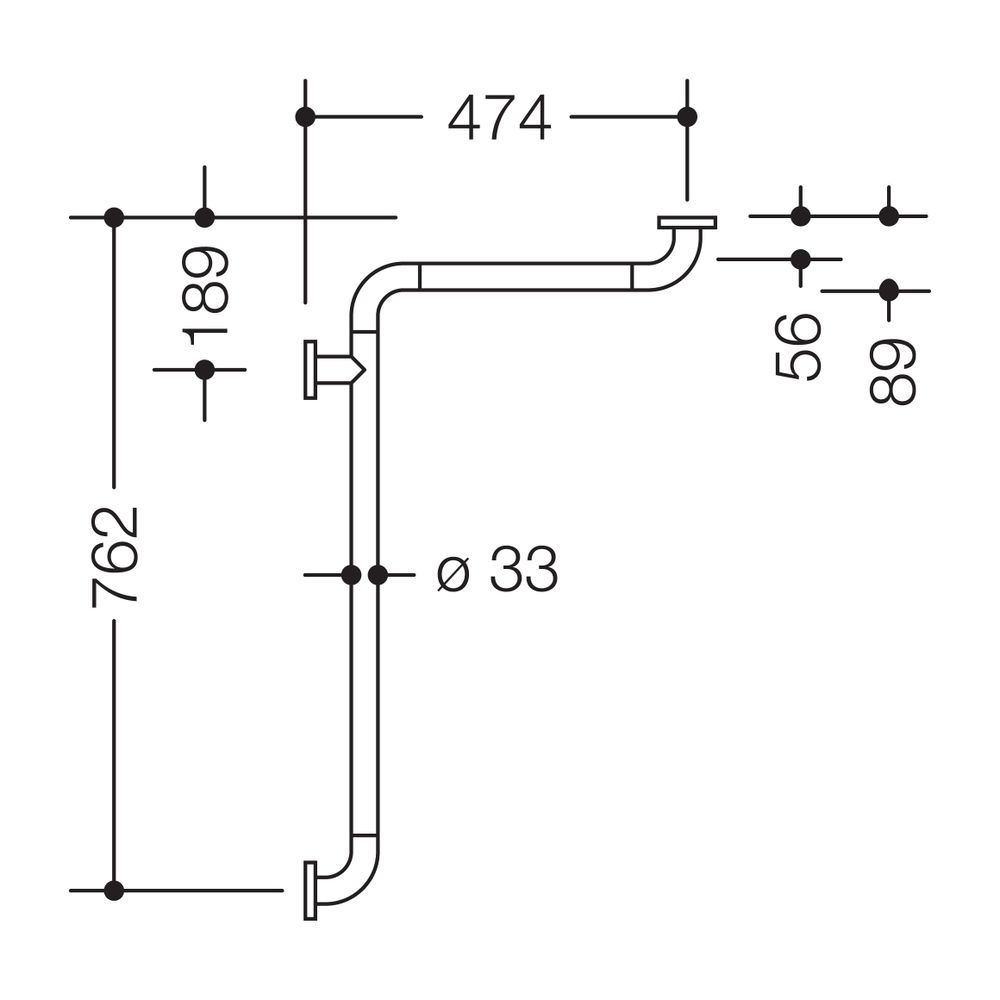 HEWI Dusch-, Wannenhandlauf, matt, D 33, 762x474mm felsgrau... HEWI-801.35B100 95 4014885600497 (Abb. 2)