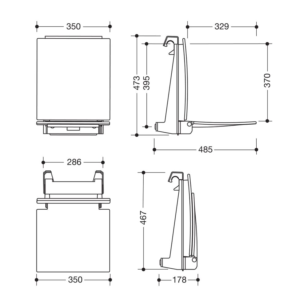 HEWI Einhängesitz B 350 f. Profil D 33 Sitzfläche u. Einhängung weiß signalweiß... HEWI-950.51.11090 98 4014884971130 (Abb. 2)