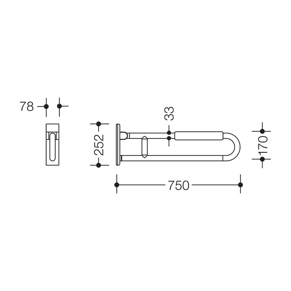 HEWI mobiler Stützklappgriff Serie 801 drehbar, L 750mm, mit Armpolster rubinrot... HEWI-801.50.148 33 4014885615453 (Abb. 2)