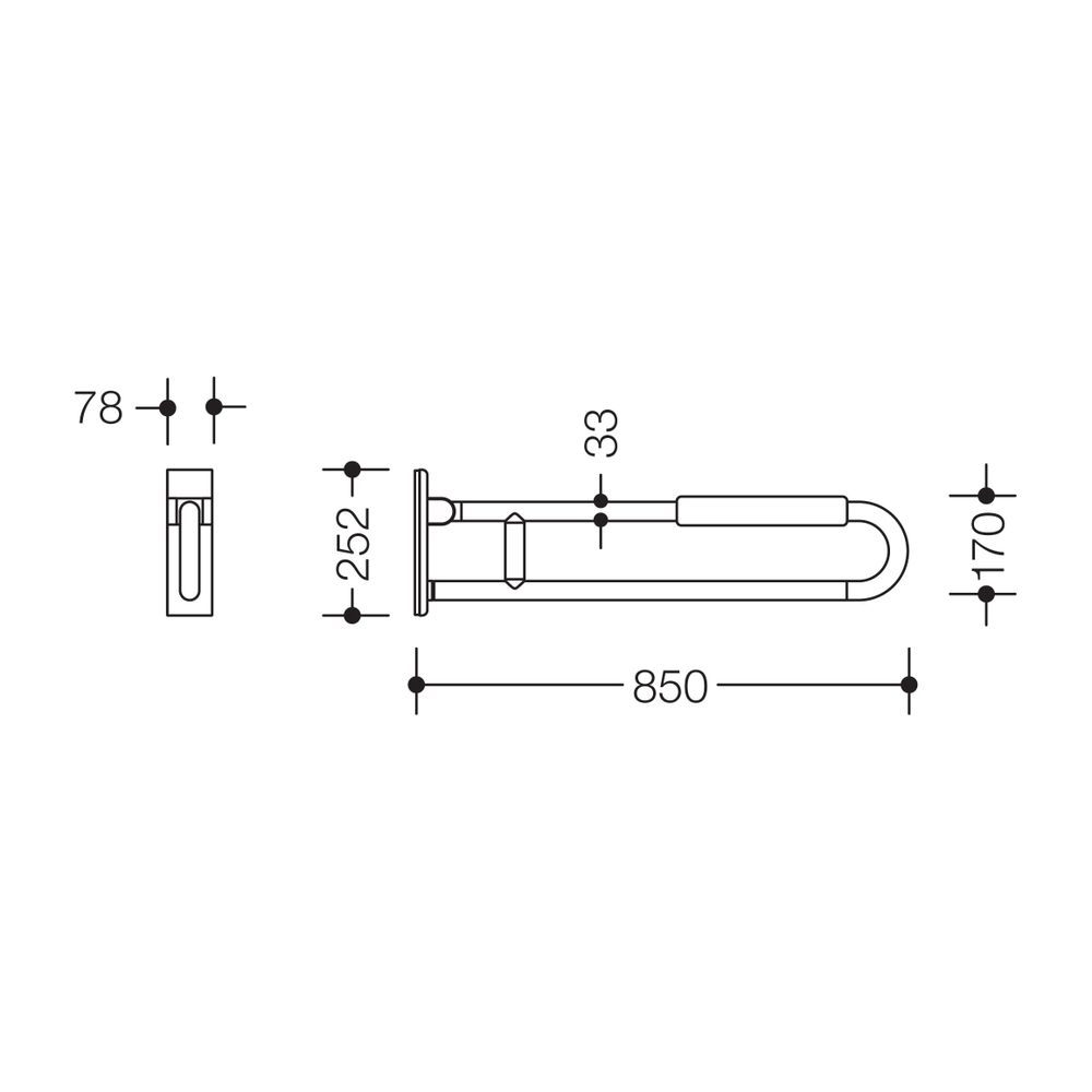 HEWI mobiler Stützklappgriff Serie 801 drehbar, L 850mm, mit Armpolster senfgelb... HEWI-801.50.128 18 4014885614791 (Abb. 2)