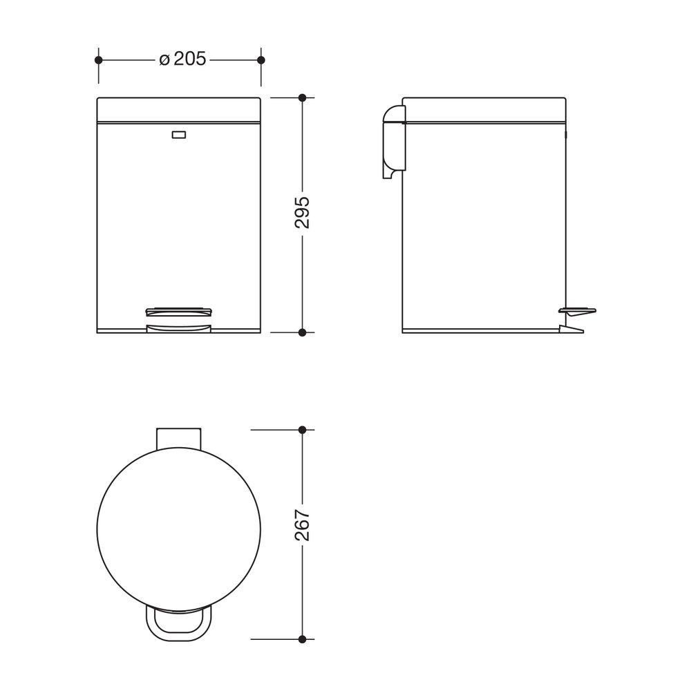 HEWI Abfallbehälter 5 l Soft Close Edelstahl matt schwarz beschichtet... HEWI-950.05.31501 4014885619369 (Abb. 2)