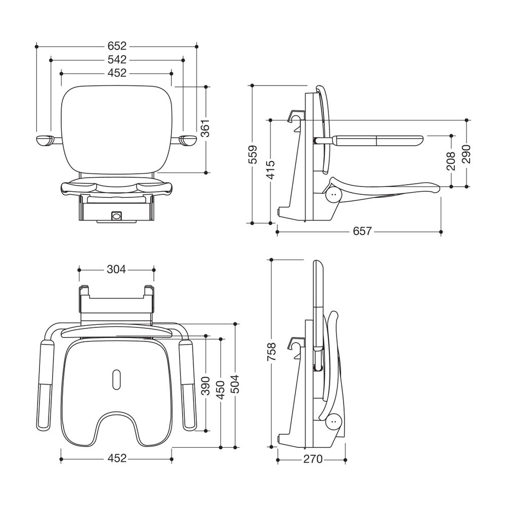 HEWI Einhängesitz Premium, Schamausschnitt mit Höhenverstellung, Weiß hochglanz/W... HEWI-802.51.14660 SD 4014885645986 (Abb. 2)