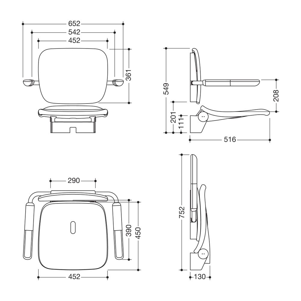 HEWI Klappsitz Premium weiß hochglanz-weiß matt... HEWI-802.51.23360 SD 4014885646044 (Abb. 2)