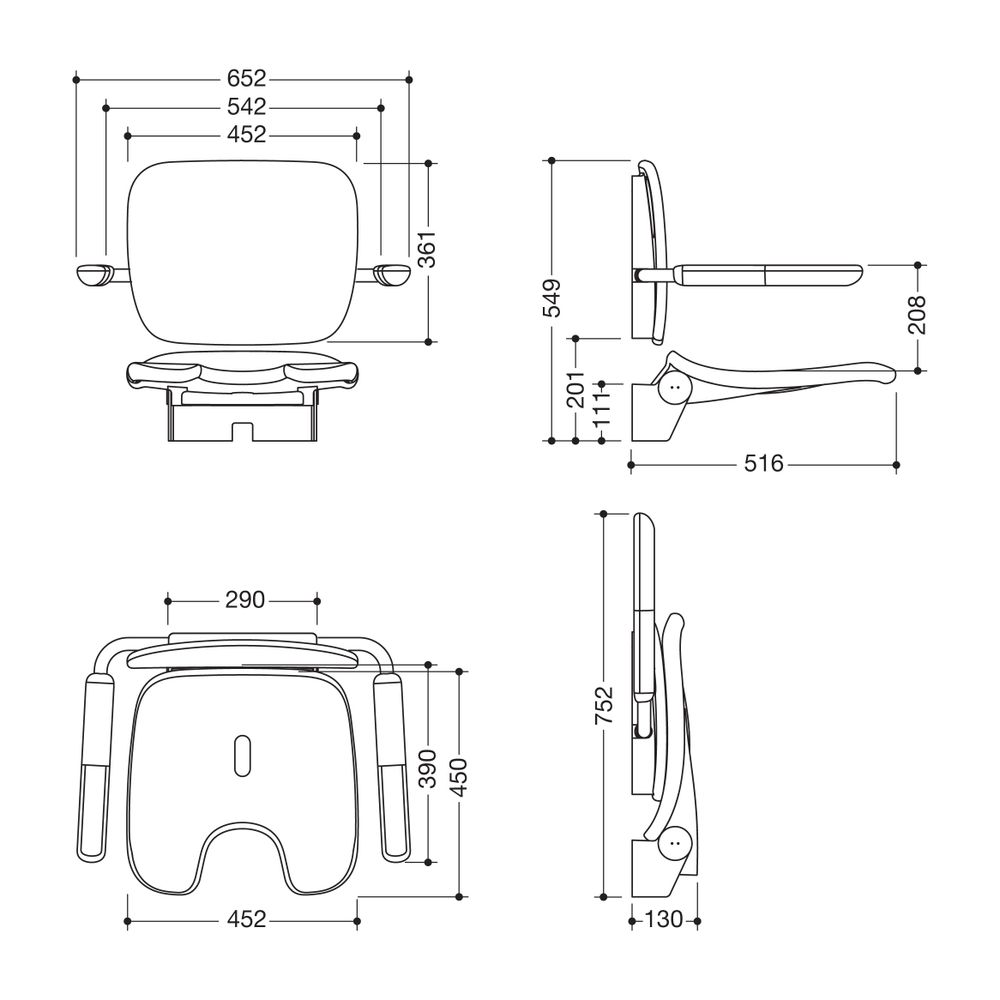 HEWI Klappsitz Premium, Schamausschnitt Weiß hochglanz/Weiß matt, 802.51.23860 SD... HEWI-802.51.23860 SD 4014885646143 (Abb. 2)