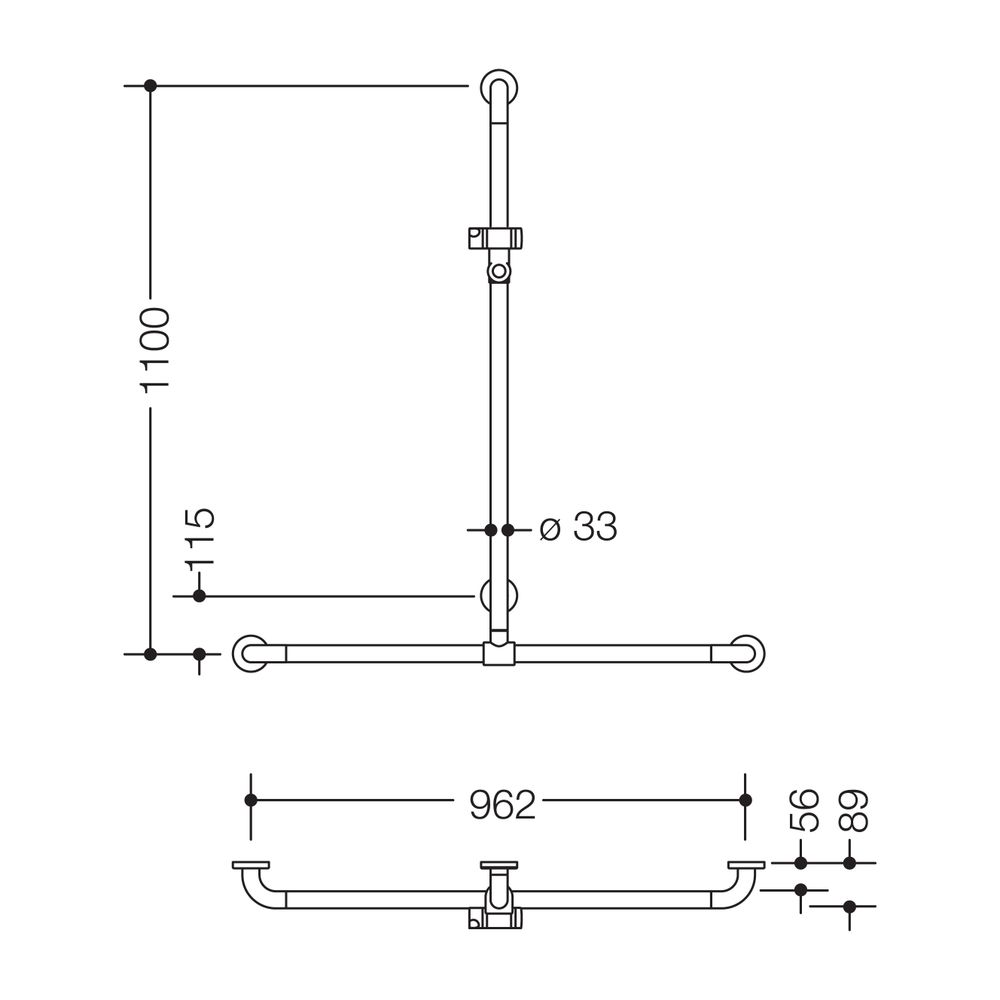 HEWI Duschhandlauf mit verschiebbarer Brausehalterstange Anthrazitgrau 1100x962 chro... HEWI-801.35.41054 4014885651321 (Abb. 2)