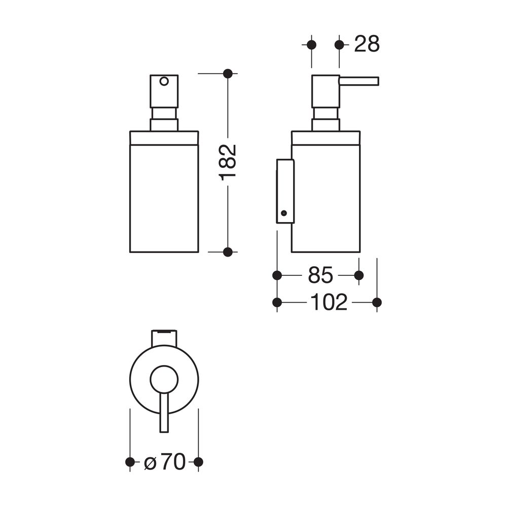 HEWI Seifenspender mit Halter, Glasinlay, pulverbeschichtet Schwarz tiefmatt... HEWI-162.06.11165 DC 4014885659525 (Abb. 2)