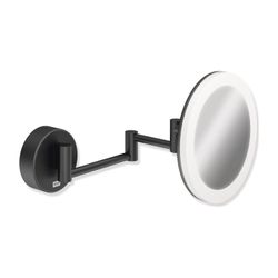 HEWI Kosmetikspiegel LED, matt schwarz rund, 5-fach Vergrößerung, Dual Light... HEWI-950.01.26001 4014885619338 (Abb. 1)