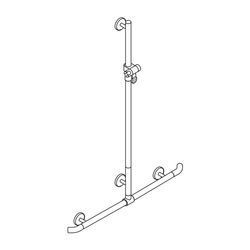 HEWI Duschhandlauf m. verschiebb. Brausehalterstange Warm Touch 1250x962mm, Brauseha... HEWI-950.35.44051 4014885385332 (Abb. 1)