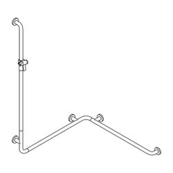 HEWI Duschhandlauf mit Brausehalterstange, Ausführung rechts Serie 805 1250x762x76... HEWI-805.35.220R 92 4014885388555 (Abb. 1)