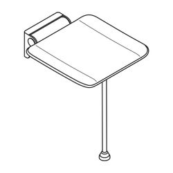 HEWI Klappsitz System 900 350x415 chrom Bodenstütze Sitzfläche Kunststoff signalw... HEWI-900.51.20140 98 4014885606512 (Abb. 1)