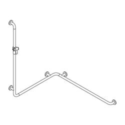 HEWI Duschhandlauf mit Brausehalterstange, Ausführung rechts Serie 805 Classic 110... HEWI-805.35.230R 90 4014885610564 (Abb. 1)