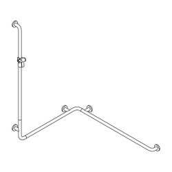 HEWI Duschhandlauf mit Brausehalterstange, Ausführung rechts Serie 805 Classic 125... HEWI-805.35.240R 90 4014885610649 (Abb. 1)