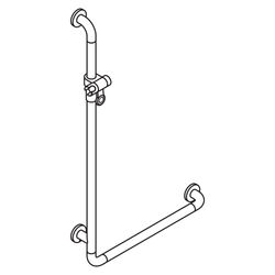 HEWI Winkelgriff mit Brausehalter in 98, 1100x600mm D 33mm, Chromoptisch beschichtet... HEWI-801.33.21051 4014885651239 (Abb. 1)