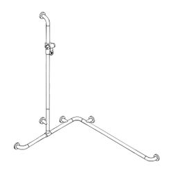 HEWI Duschhandlauf mit verschiebbarer Brausehalterstange mit Stahlkern 1250x762x962... HEWI-801.35.370 36 4014885662228 (Abb. 1)