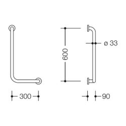 HEWI Winkelgriff Serie 805 Edelstahl, D 33mm, 600x300mm re... HEWI-805.22.100R 4014884929773 (Abb. 1)
