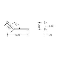HEWI Winkelgriff Serie 805 Edelstahl, D 33mm, 135Grad Winkel, re... HEWI-805.22.200R 4014884929810 (Abb. 1)