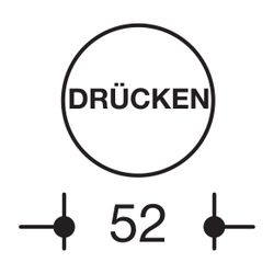HEWI Symbol DRÜCKEN 52mm Edelstahl matt schliff selbstklebend... HEWI-711DXA  (Abb. 1)