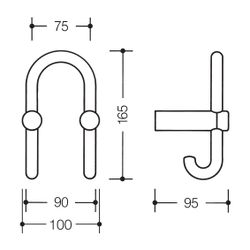 HEWI Garderobendoppelhaken Serie 801 Haken nach hinten zeigend signalweiß... HEWI-801.90.030 98 4014884965863 (Abb. 1)