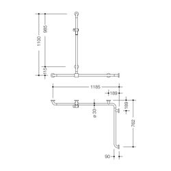 HEWI Duschhandlauf mit verschiebbarer Brausehalterstange Serie 805 Classic 1100x118... HEWI-805.35.300 90 4014885410157 (Abb. 1)