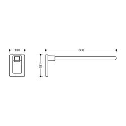 HEWI Stützklappgriff Mono, L 600mm, Vierkant B 40mm H 30mm, Edelstahl... HEWI-950.50.610XA 4014884964316 (Abb. 1)