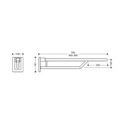 HEWI Stützklappgriff Duo, L 700mm, Vierkant B 40mm H 30mm, Edelstahl... HEWI-950.50.620XA 4014884964323 (Abb. 1)