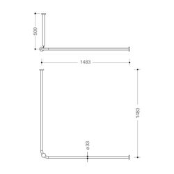 HEWI Vorhangstange matt, 1483mm kürzbar, 28 Ringe, Deckenabhängung A:500 anthrazit... HEWI-801.34B1261 92 4014885601289 (Abb. 1)