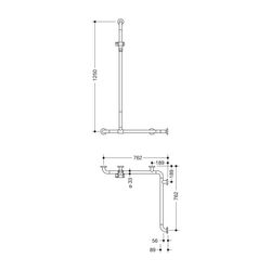 HEWI Duschhandlauf mit verschiebbarer Brausehalterstange 1250x762x762mm suizidhem... HEWI-801.35.99340 86 4014885375685 (Abb. 1)