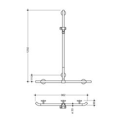 HEWI Duschhandlauf m. verschiebb. Brausehalterstange Warm Touch 1250x962mm, Brauseha... HEWI-950.35.44051 4014885385332 (Abb. 1)