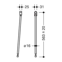 HEWI Bodenstütze für Stützklappgriffe 950.50., L:563mm, Edst., Anb. farbig anthra... HEWI-950.50.026XA 92 4014885464310 (Abb. 1)