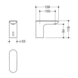 HEWI SENSORIC Waschtischarmatur elektronisch, verchromt, rund, Batteriebetrieb... HEWI-AQ1.12S20140 4014885484851 (Abb. 1)